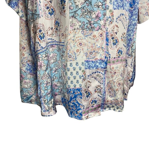 NWT Tamara H Blouse Womens 2X Floral Paisley Patchwork Tunic S/S Boho Cottage - Picture 8 of 13